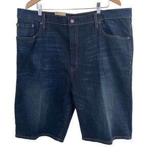 Levi’s Loose Straight Denim Shorts Dark Wash Men’s Distressed Sz 42 Big & Tall